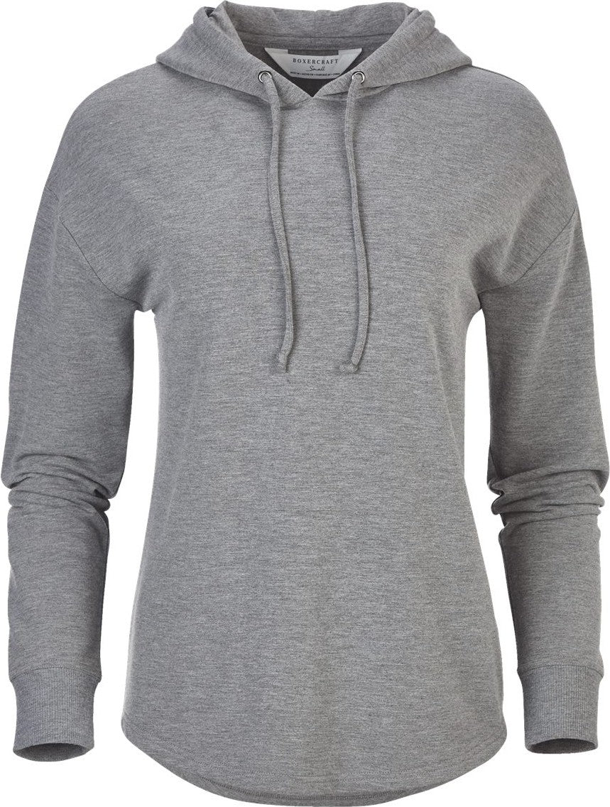 Front View of Oxford Heather Women's Dream Fleece Hooded Pullover - BW5301