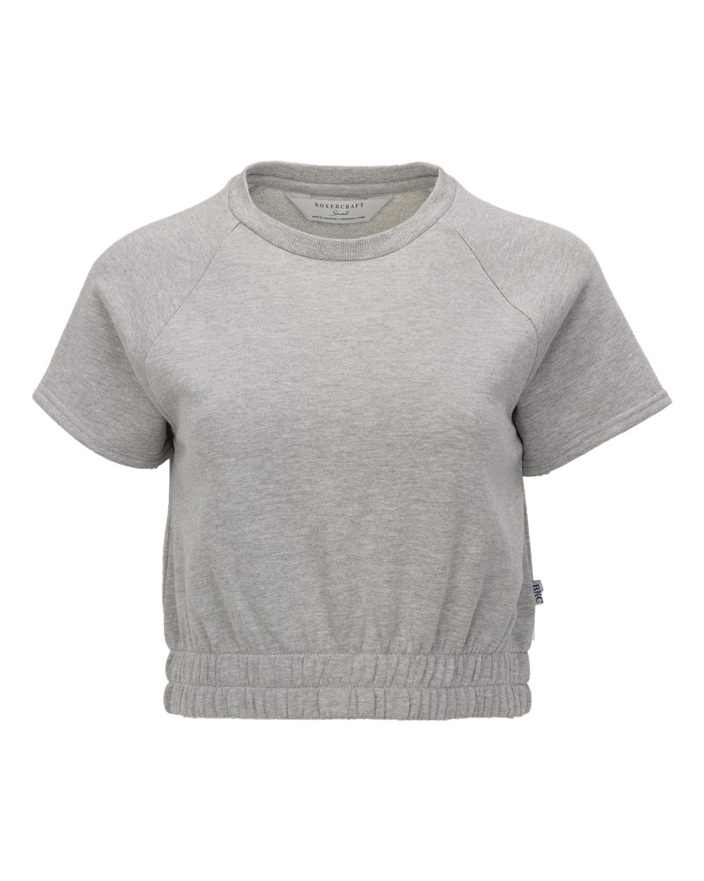 Front View of Oxford Heather Women's French Terry Short Sleeve Cropped Crewneck Sweatshirt - BW2103