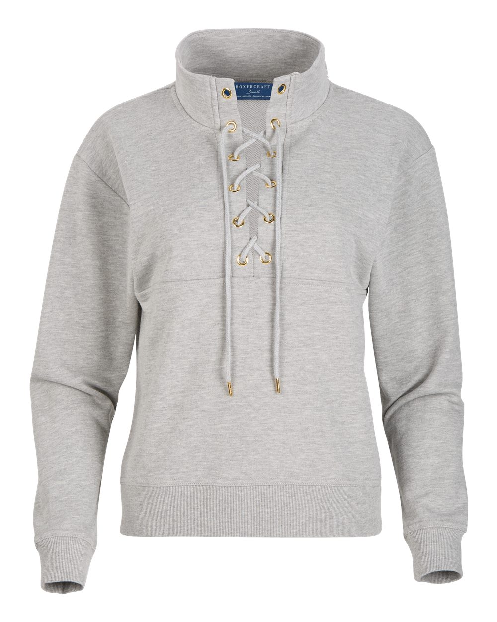 Front View of Oxford Heather Women&#39;s Lace Up Pullover - BW5401