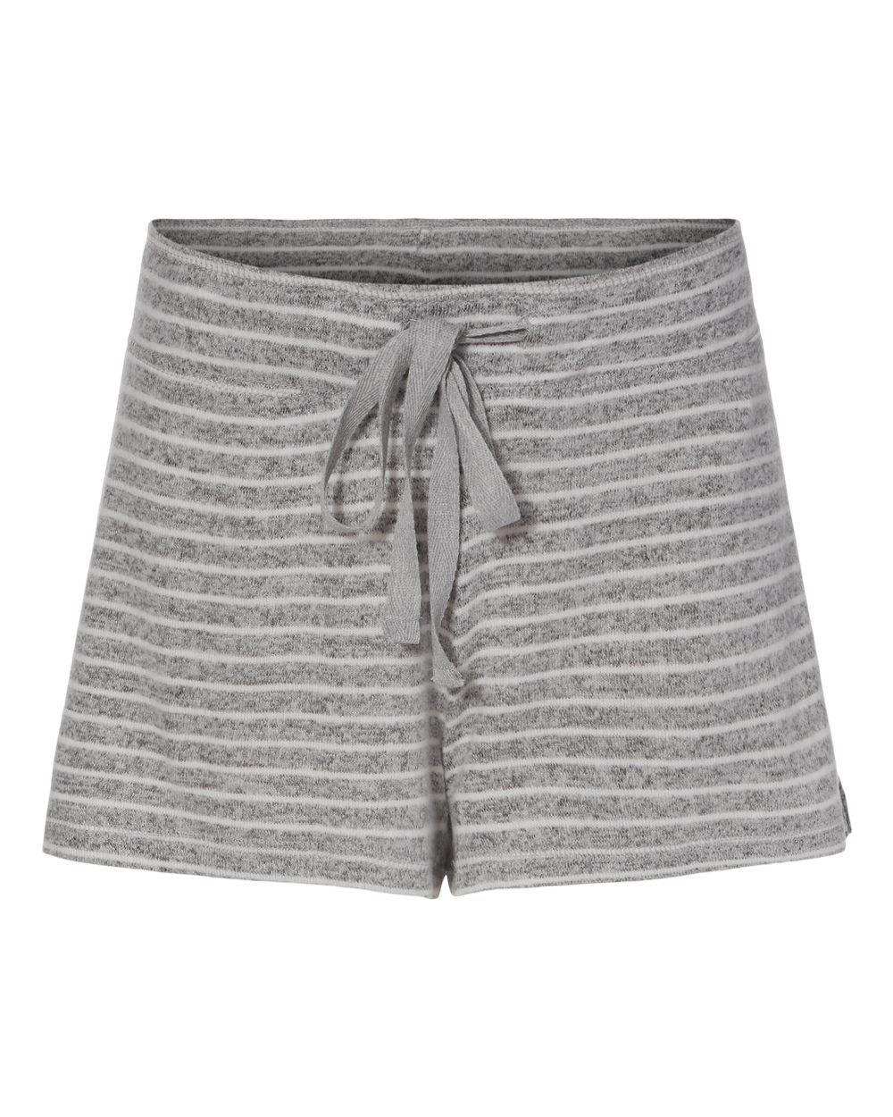 Front View of Oxford/ Natural Stripe Women's Cuddle Fleece Shorts - L11