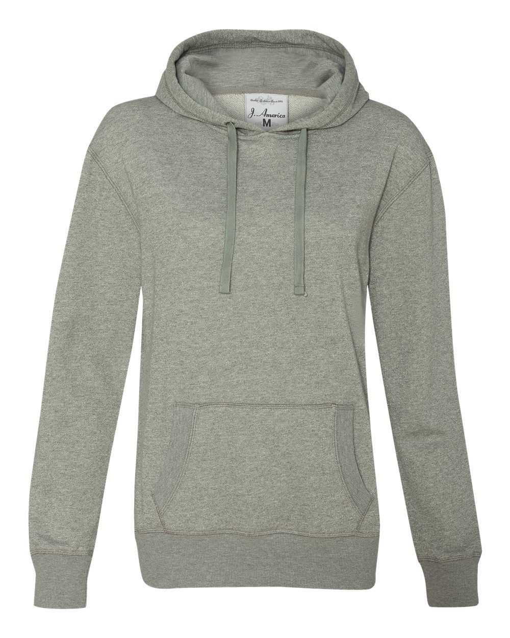 Front View of Oxford/ Silver Women’s Glitter French Terry Hooded Sweatshirt - 8860