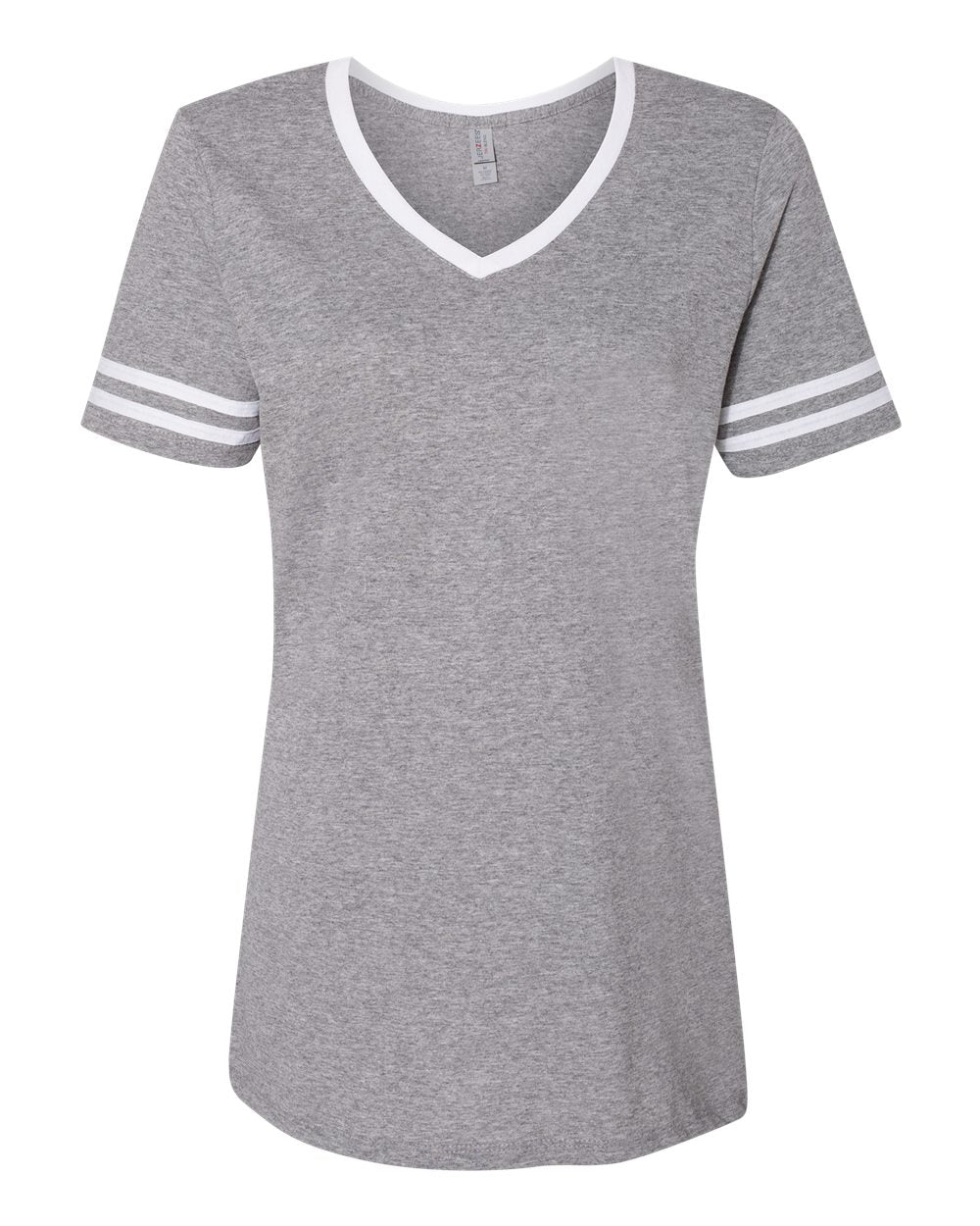 Front View of Oxford/ White Women's Varsity Triblend V-Neck T-Shirt - 602WVR