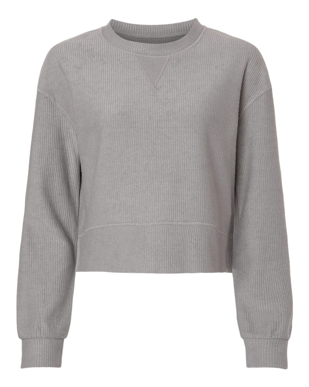 Front View of Oxford Women's Cropped Boxy Long Sleeve T-Shirt - BW5102