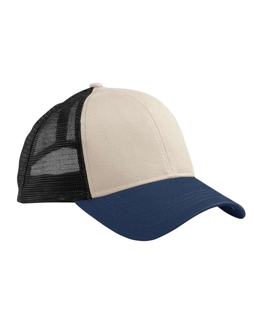 Front View of Oyster/ Pacific/ Black Eco Trucker Cap - EC7070