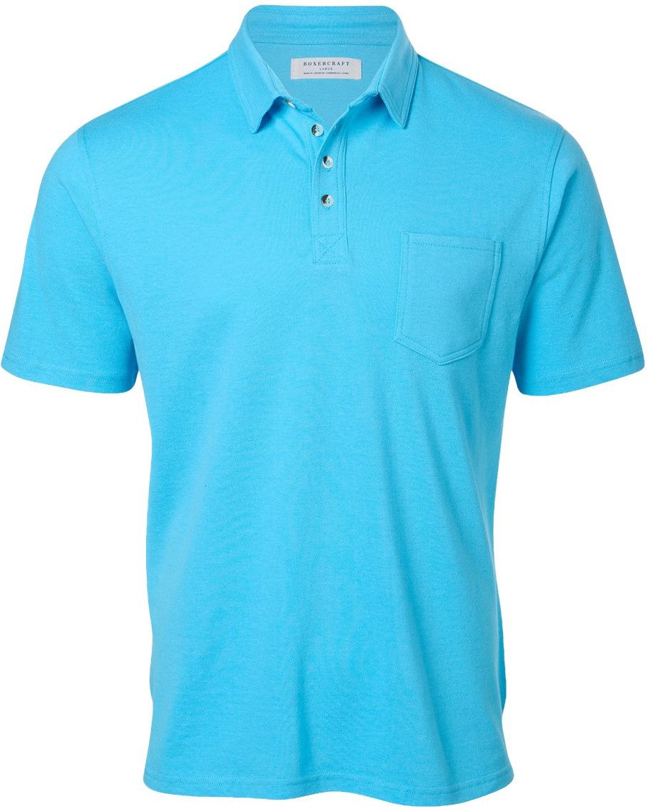Front View of Pacific Blue Pique Polo - BM2301