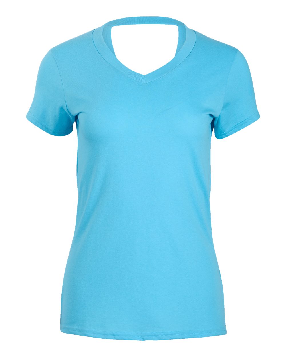 Front View of Pacific Blue Women's Bella Crossback T-Shirt - BW2405