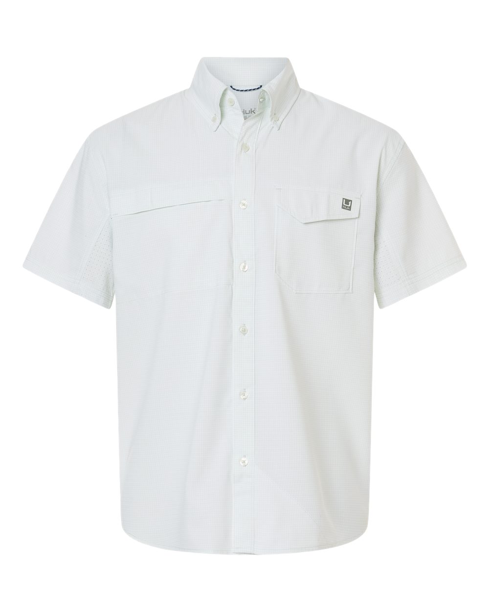 Front View of Pale Algae Men's Tidepoint Printed Short Sleeve Shirt - H1500220 plain