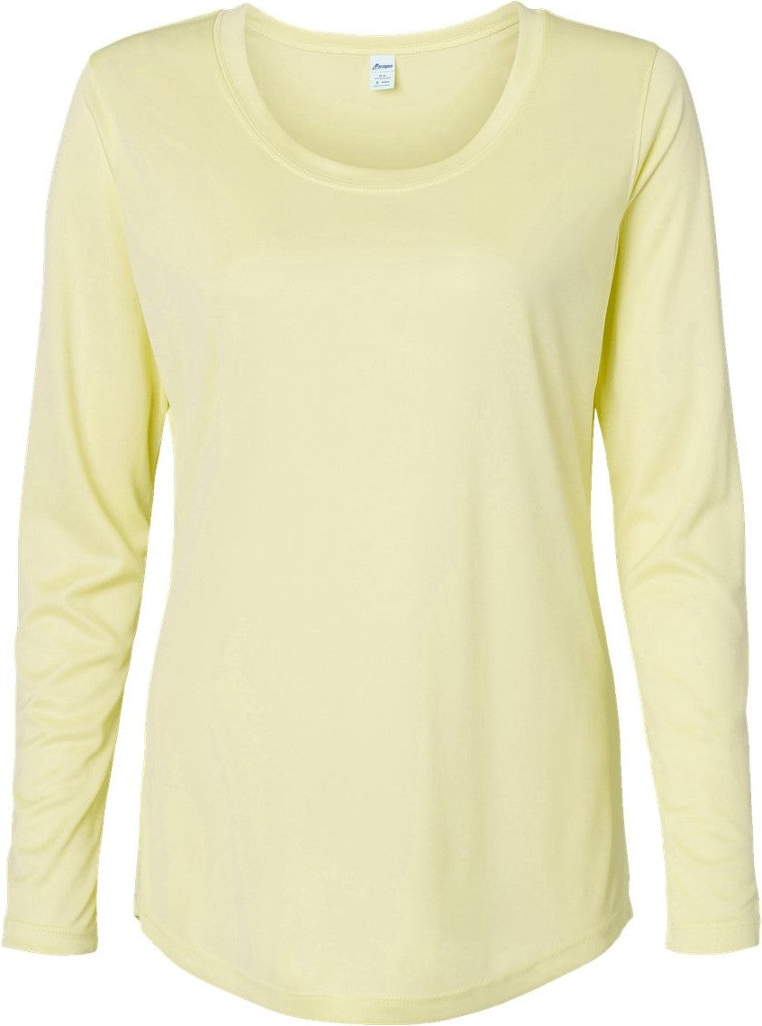 Front View of Pale Yellow Women's Long Islander Performance Long Sleeve T-Shirt - 214