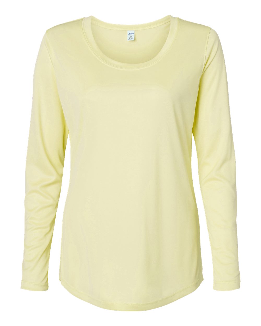 Front View of Pale Yellow Women's Long Islander Performance Long Sleeve T-Shirt - 214