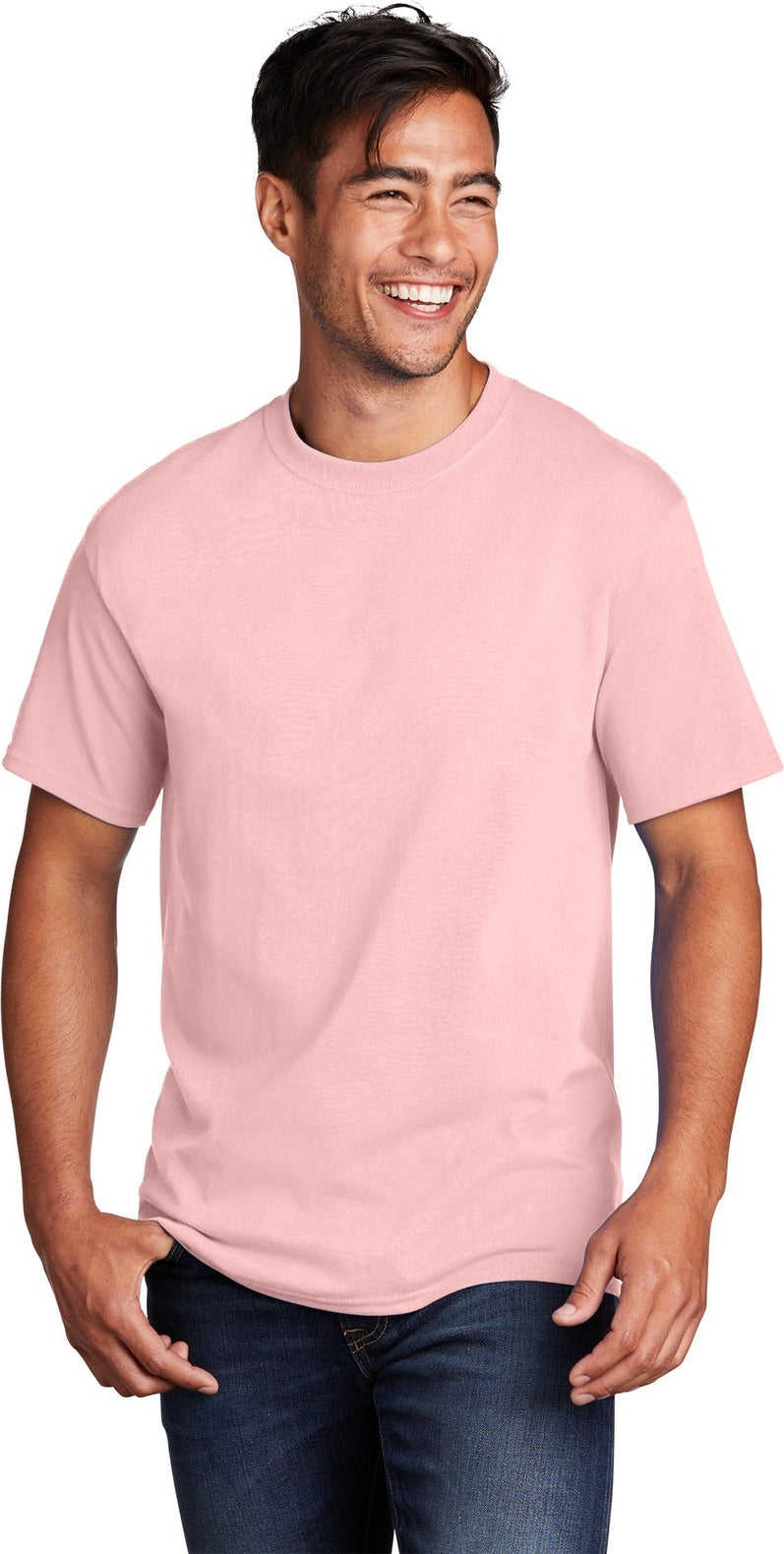 Front View of PaleBlush Port & Co Core Cotton Tee. PC54