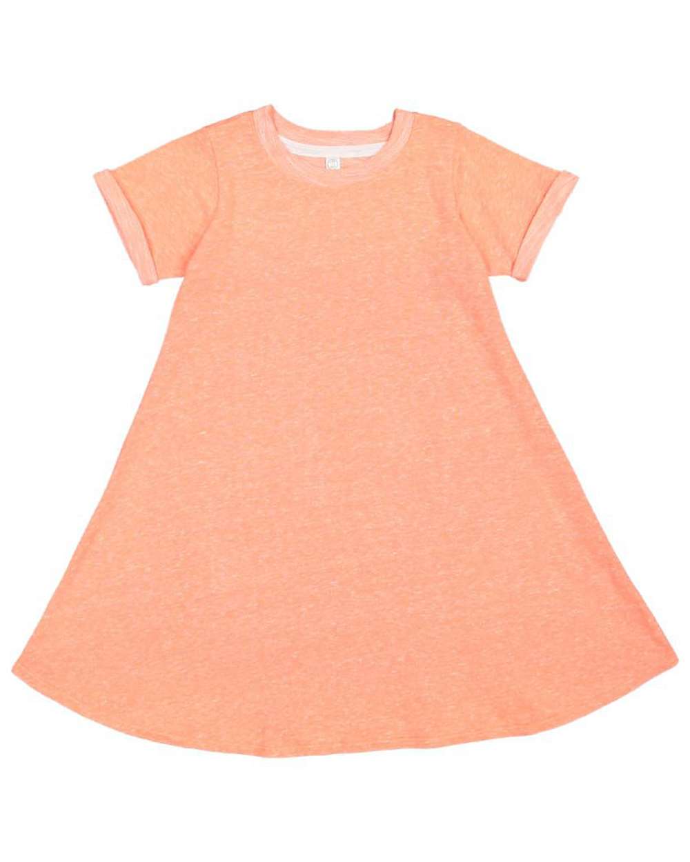 Front View of Papaya Melange Harborside Mélange French Terry Toddler Twirl Dress - 2679
