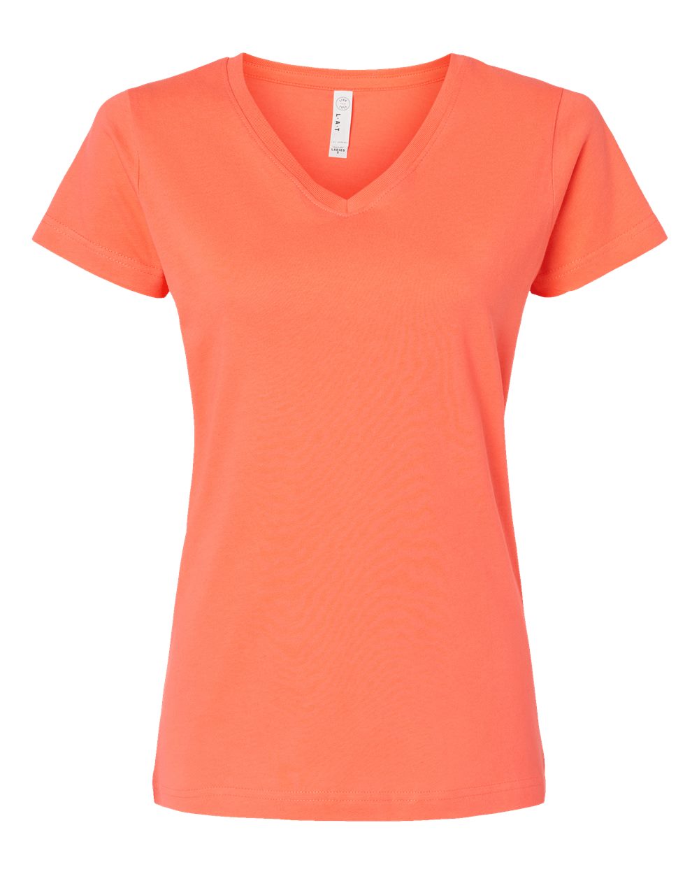 Front View of Papaya Women's Fine Jersey V-Neck Tee - 3507