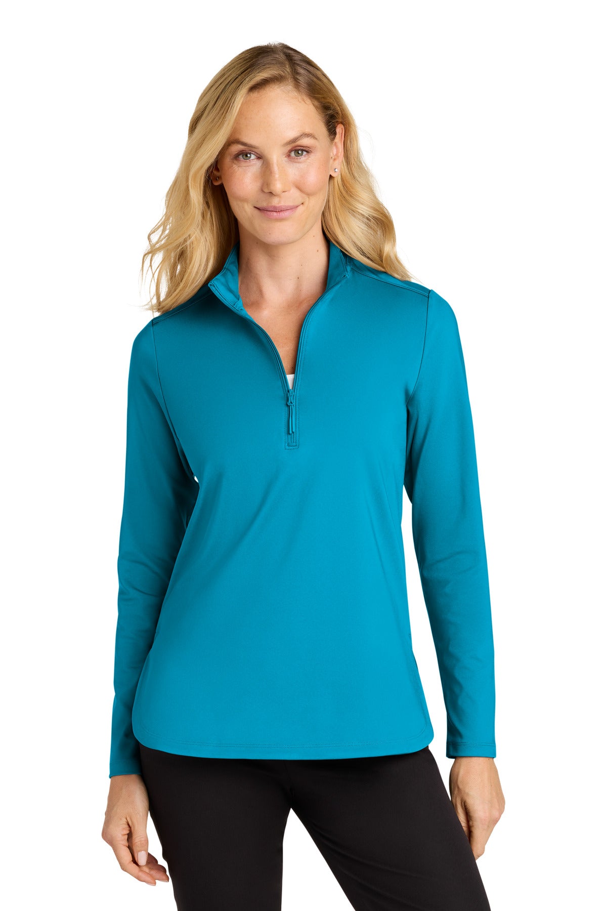 Front View of ParcelBlue Port Authority Women's C-FREE Double Knit 1/4-Zip LK880