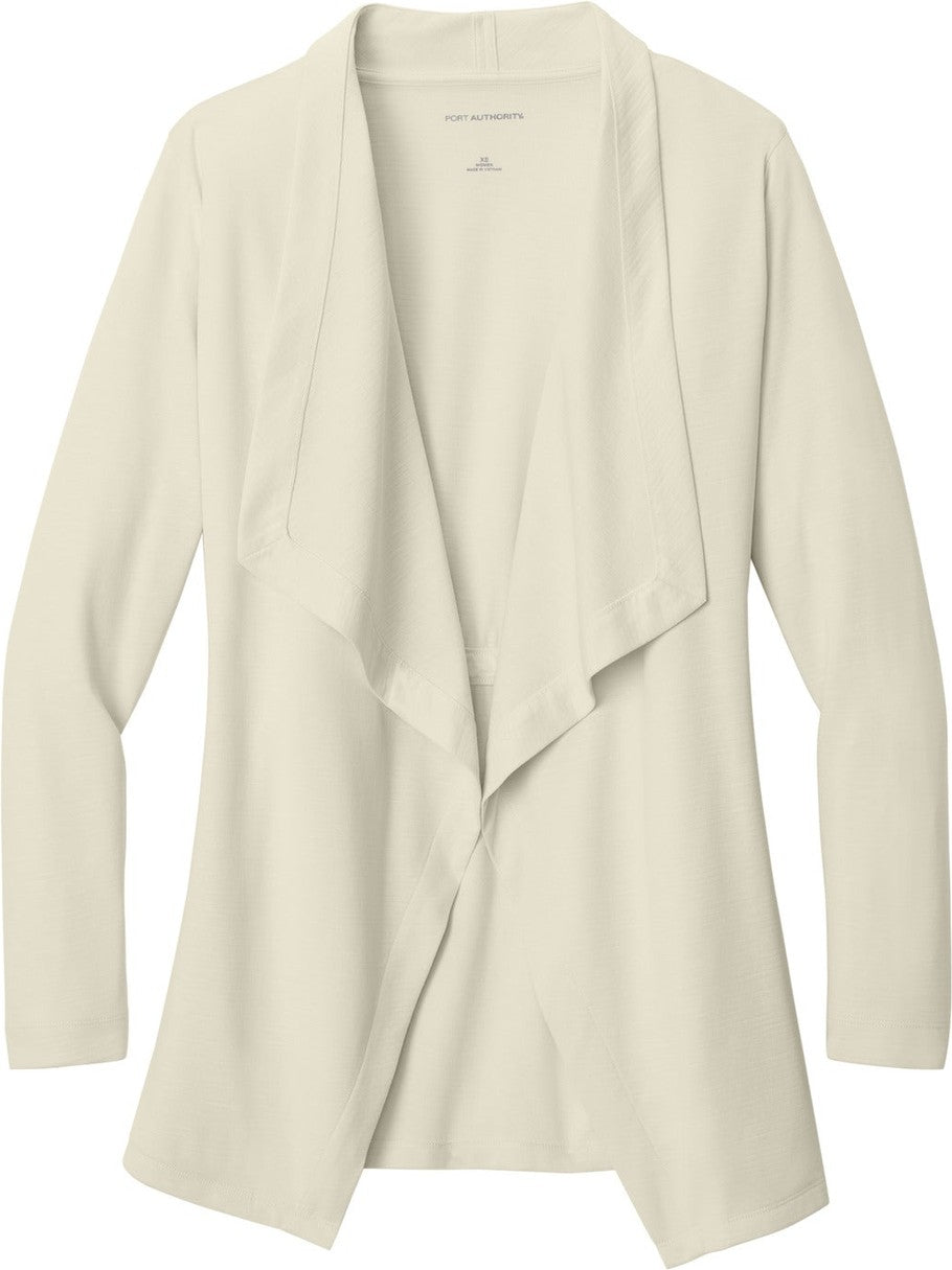Front View of Parchment Port Authority Women's Breakwater Open Cardigan LK820