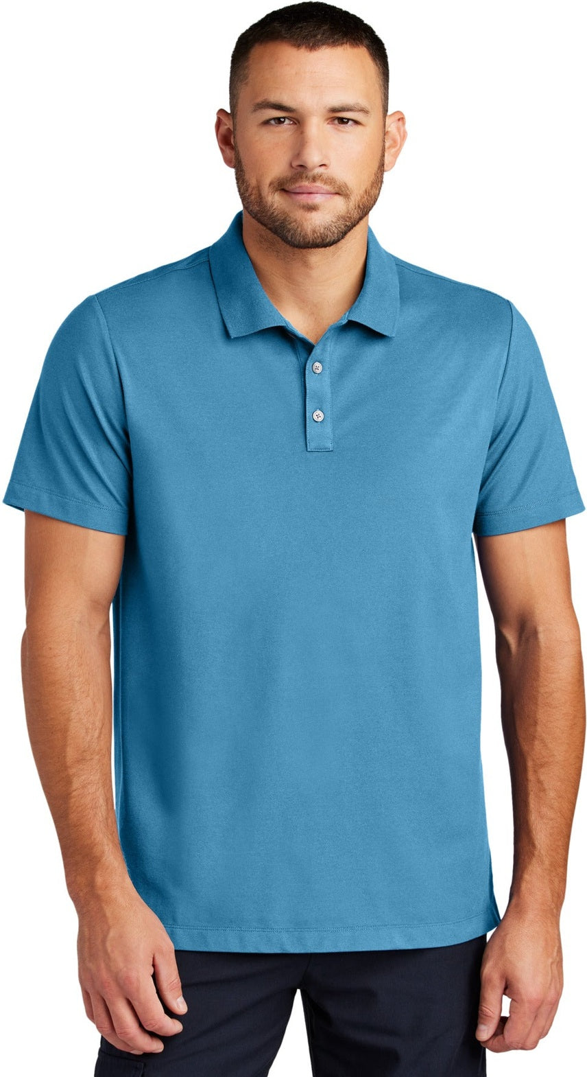 Front View of ParisianBl Mercer+Mettle Stretch Pique Polo MM1004