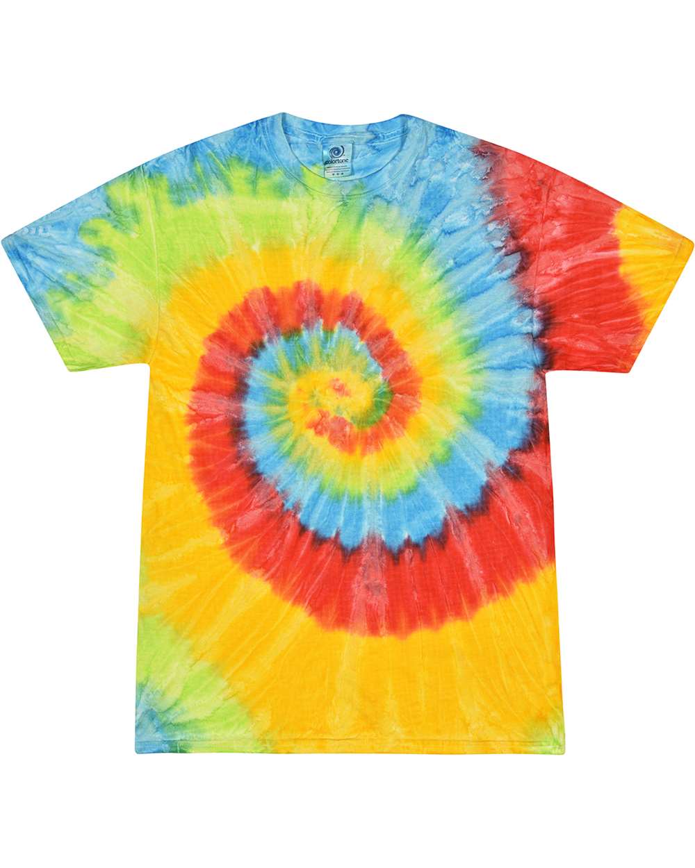Front View of Pastel Neon Multi-Color Tie-Dyed T-Shirt - CD1000