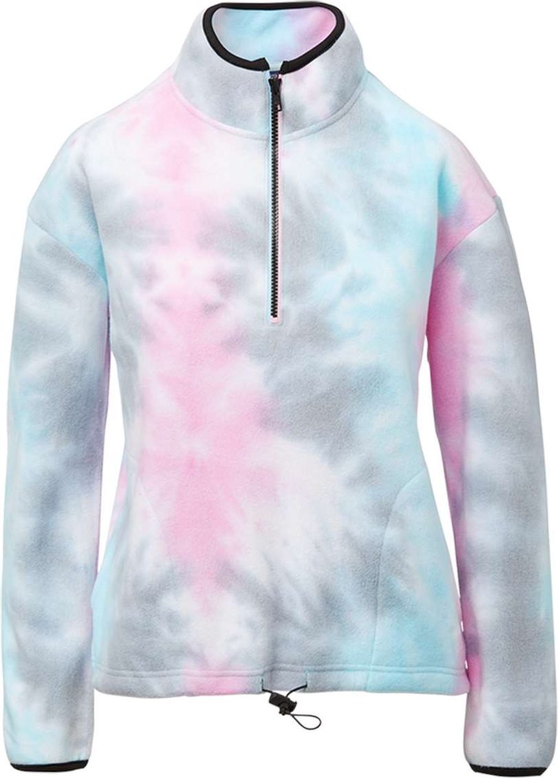 Front View of Pastel Tie Dye Women&#39;s Aurora Polar Fleece Quarter-Zip Pullover - W21138