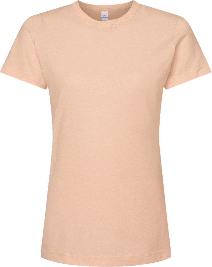 Front View of Peach Women&#39;s Fine Jersey Classic Fit T-Shirt - 216