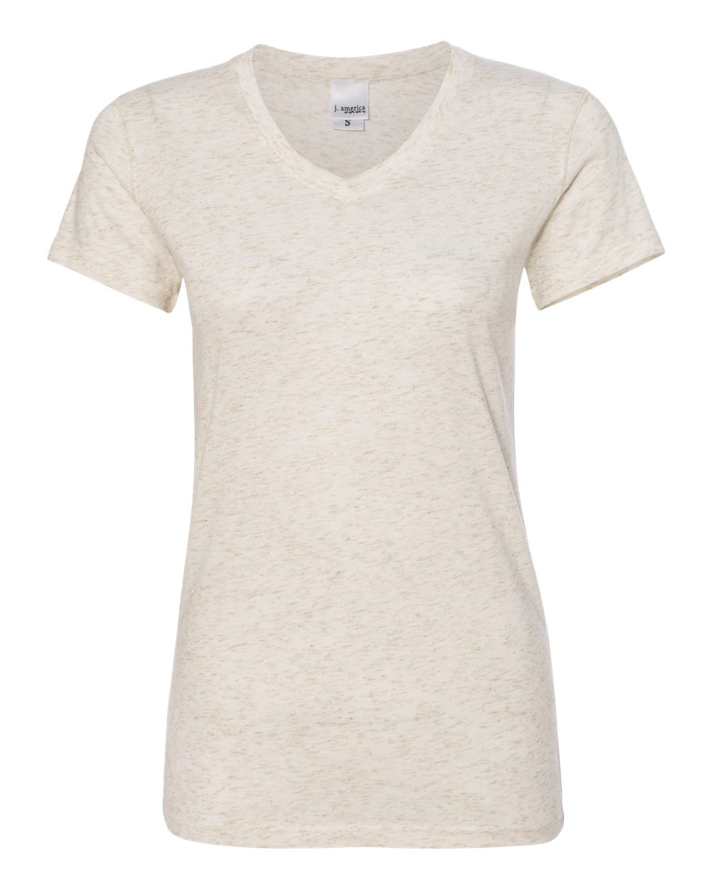 Pearl/ Gold Women’s Glitter V-Neck T-Shirt - 8136