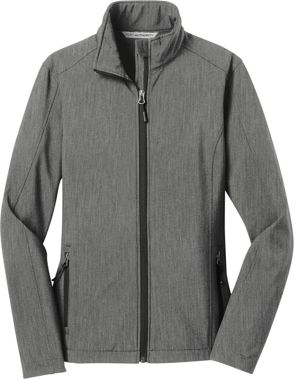 Front View of Pearl Grey Hth Port Authority Women's Core Soft Shell Jacket. L317