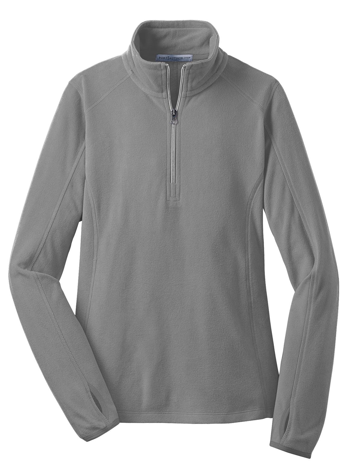 Front View of Pearl Grey Port Authority Women's Microfleece 1/2-Zip Pullover. L224