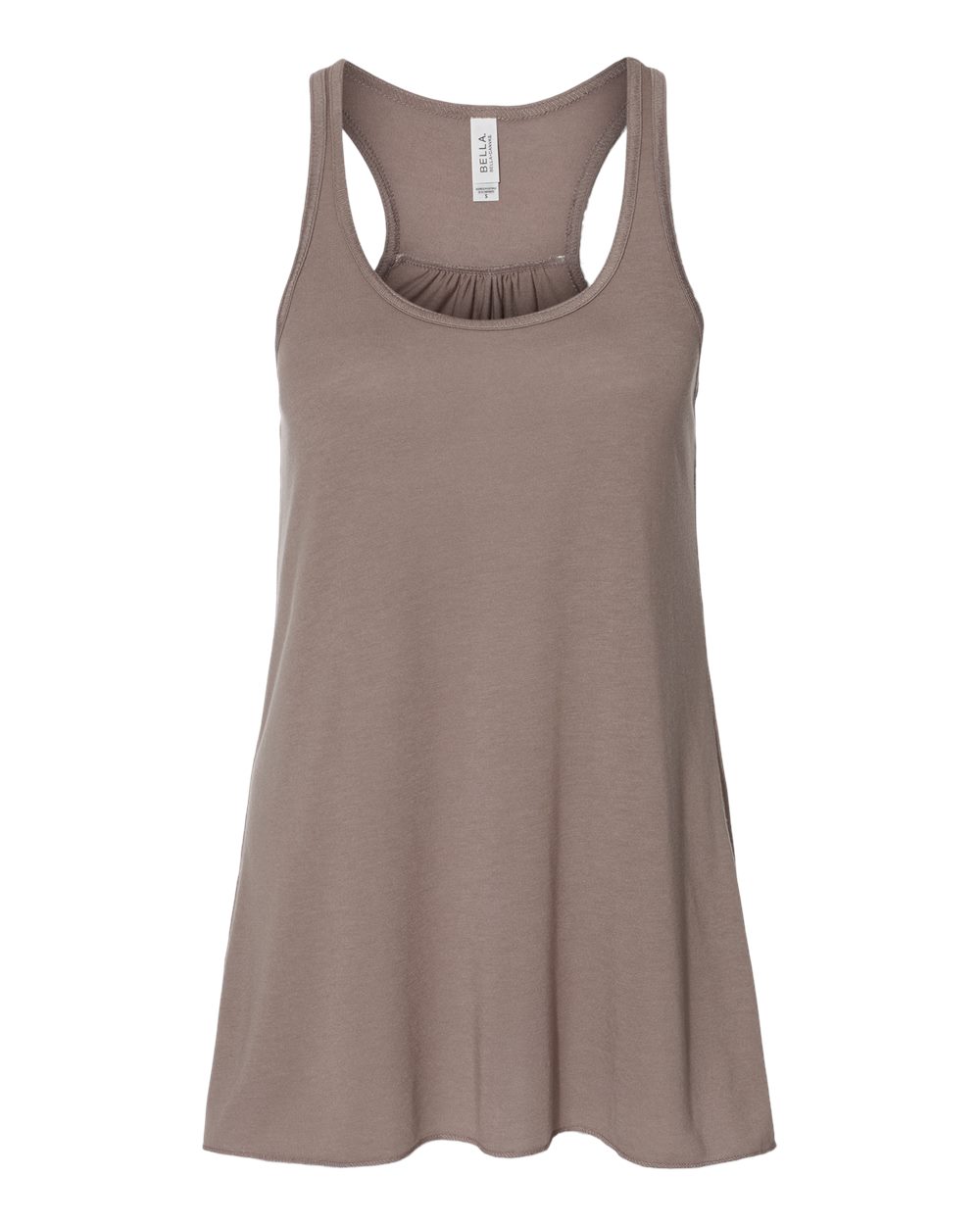 Front View of Pebble Brown Women's Flowy Racerback Tank - 8800