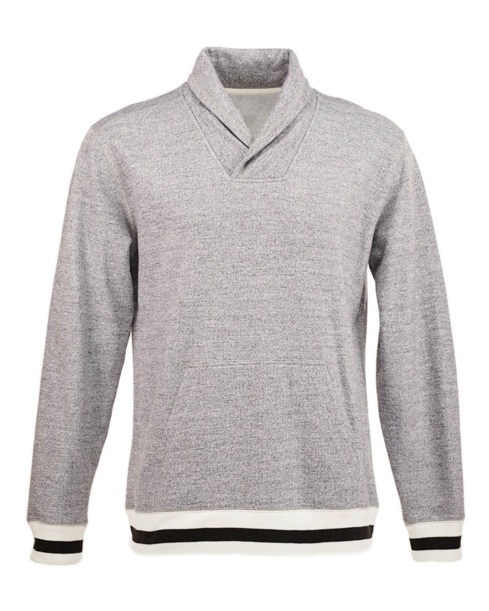 Front View of Pepper/ Black Peppered Fleece Shawl Collar - 8704