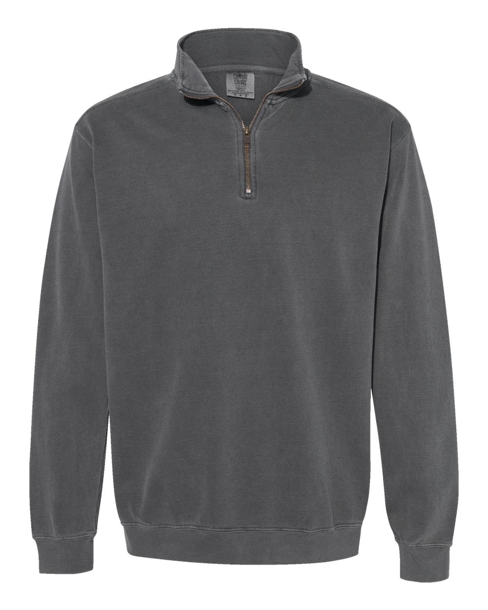 Front View of Pepper Garment-Dyed Quarter Zip Sweatshirt - 1580