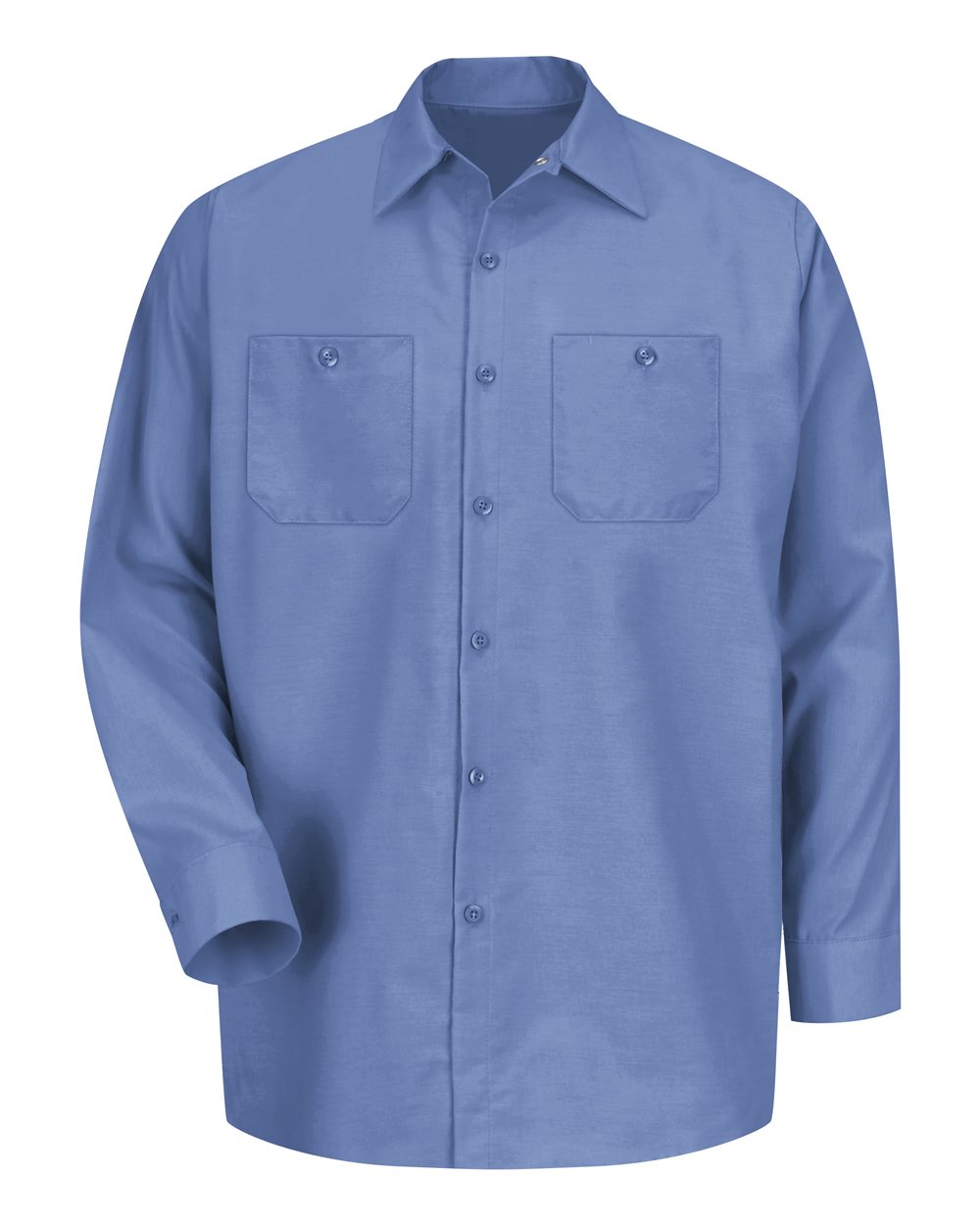 Front View of Petrol Blue Industrial Long Sleeve Work Shirt - SP14