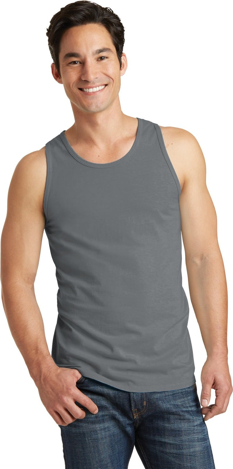 Front View of Pewter Port & Co Beach Wash Garment-Dyed Tank. PC099TT
