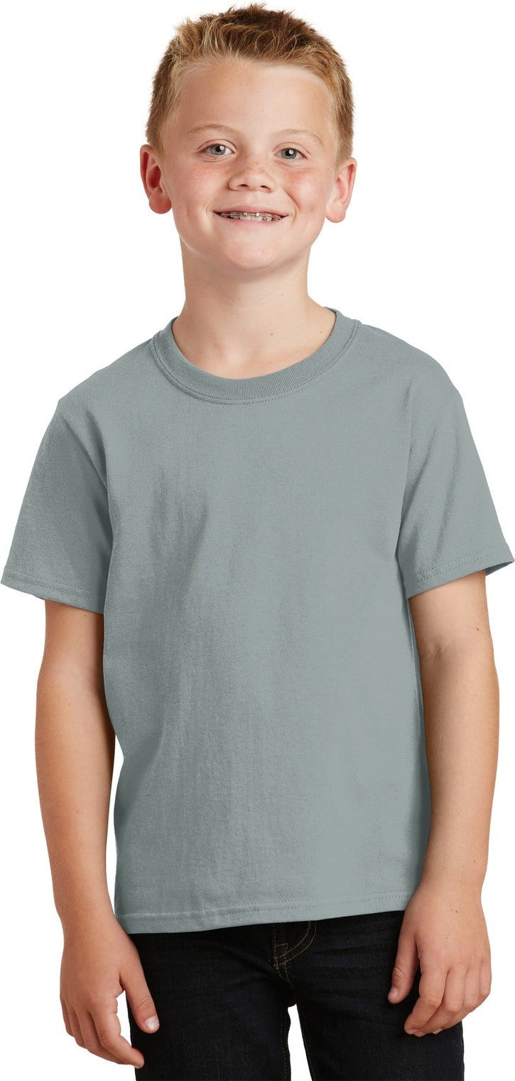Front View of Pewter Port & Co Youth Beach Wash Garment-Dyed Tee. PC099Y