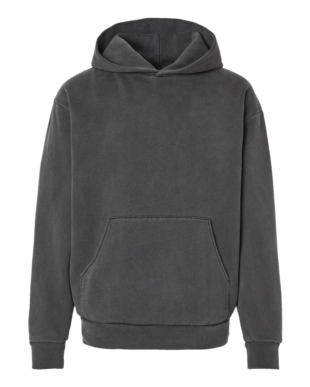 Front View of Pigment Black Mainstreet Hooded Sweatshirt - IND420XD