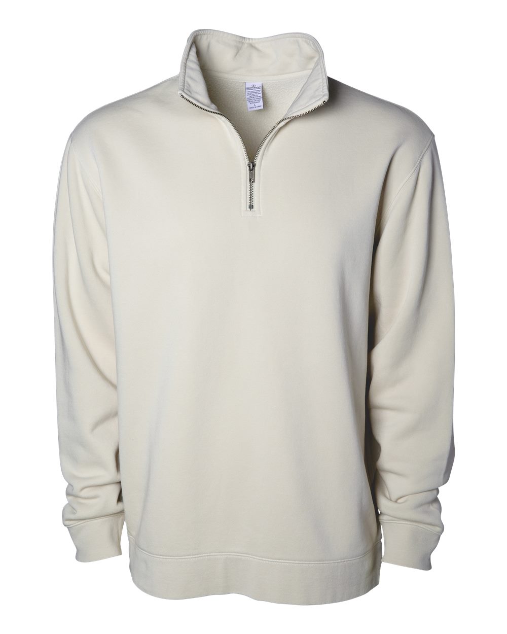 Front View of Pigment Ivory Pigment-Dyed Quarter-Zip Pullover - PRM4600QZ