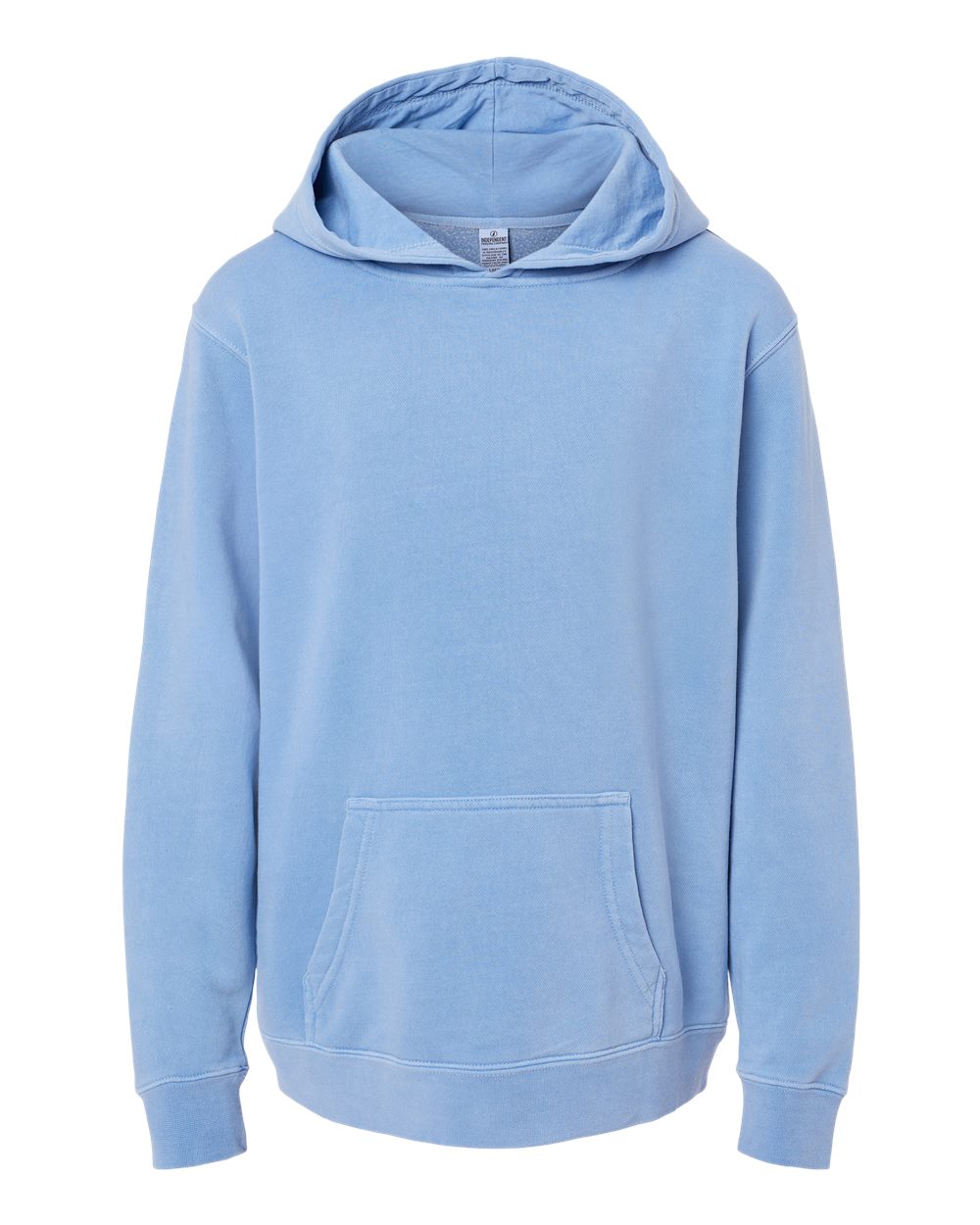 Front View of Pigment Light Blue Youth Midweight Pigment-Dyed Hooded Sweatshirt - PRM1500Y