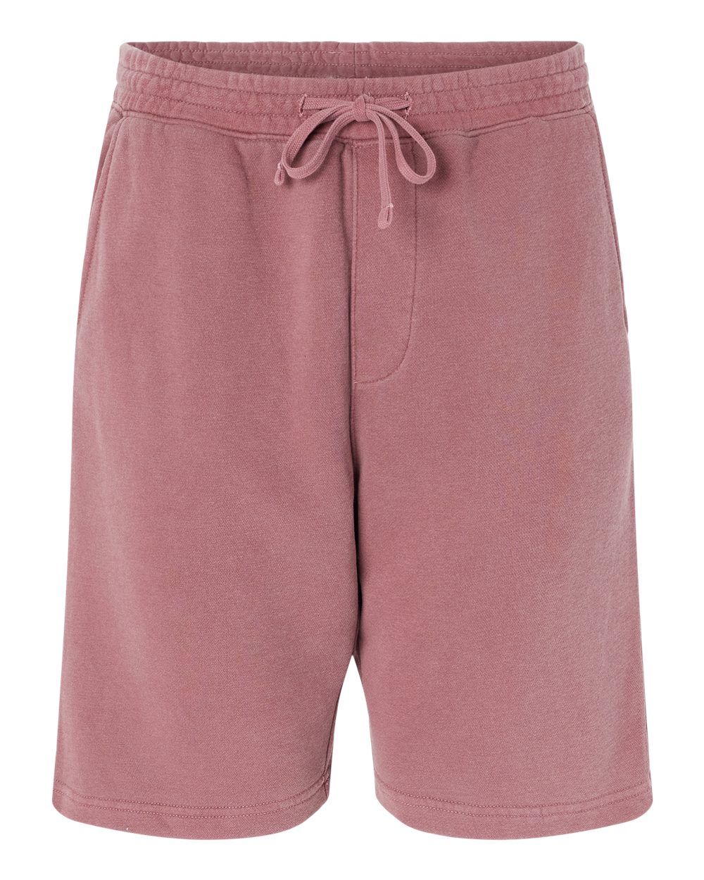 Front View of Pigment Maroon Pigment-Dyed Fleece Shorts - PRM50STPD