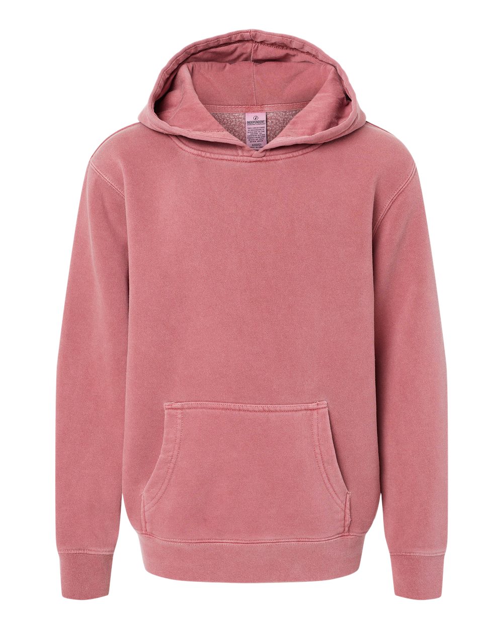 Front View of Pigment Maroon Youth Midweight Pigment-Dyed Hooded Sweatshirt - PRM1500Y