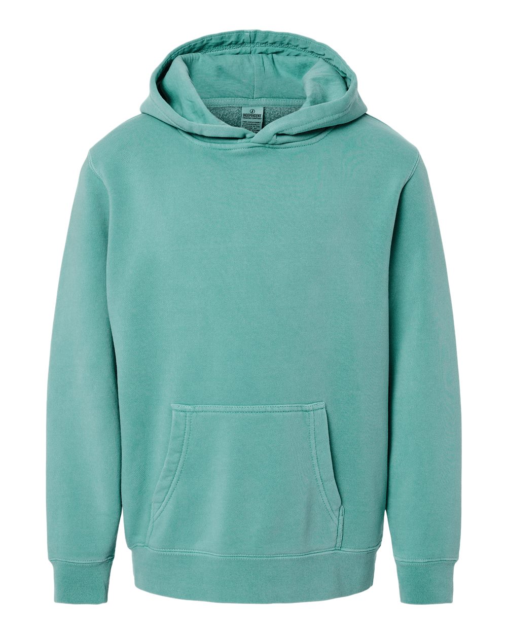 Front View of Pigment Mint Youth Midweight Pigment-Dyed Hooded Sweatshirt - PRM1500Y
