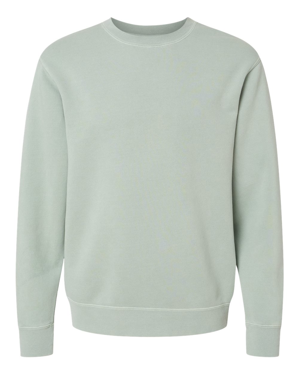 Front View of Pigment Sage Midweight Pigment-Dyed Crewneck Sweatshirt - PRM3500