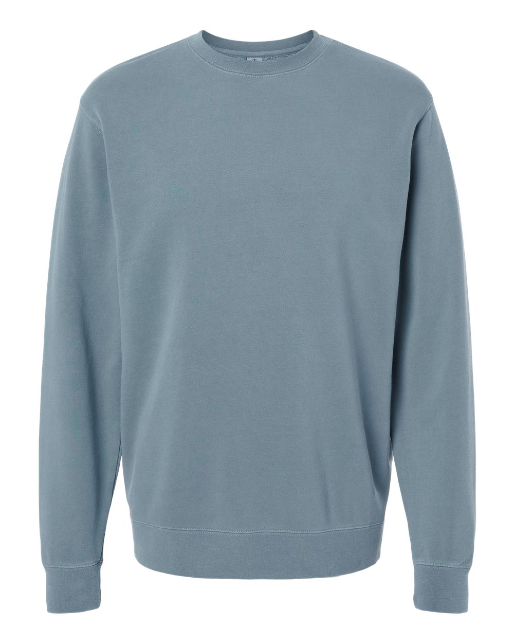 Front View of Pigment Slate Blue Midweight Pigment-Dyed Crewneck Sweatshirt - PRM3500