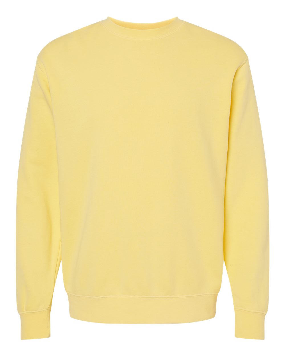 Front View of Pigment Yellow Midweight Pigment-Dyed Crewneck Sweatshirt - PRM3500