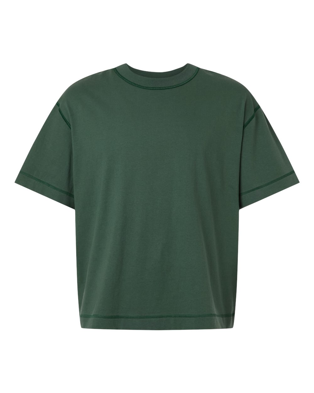 Front View of Pine Unisex Heavyweight Cotton Mid-Length Tee - 13ML0