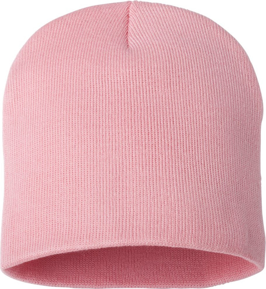 Front View of Pink 8" Beanie - SP08