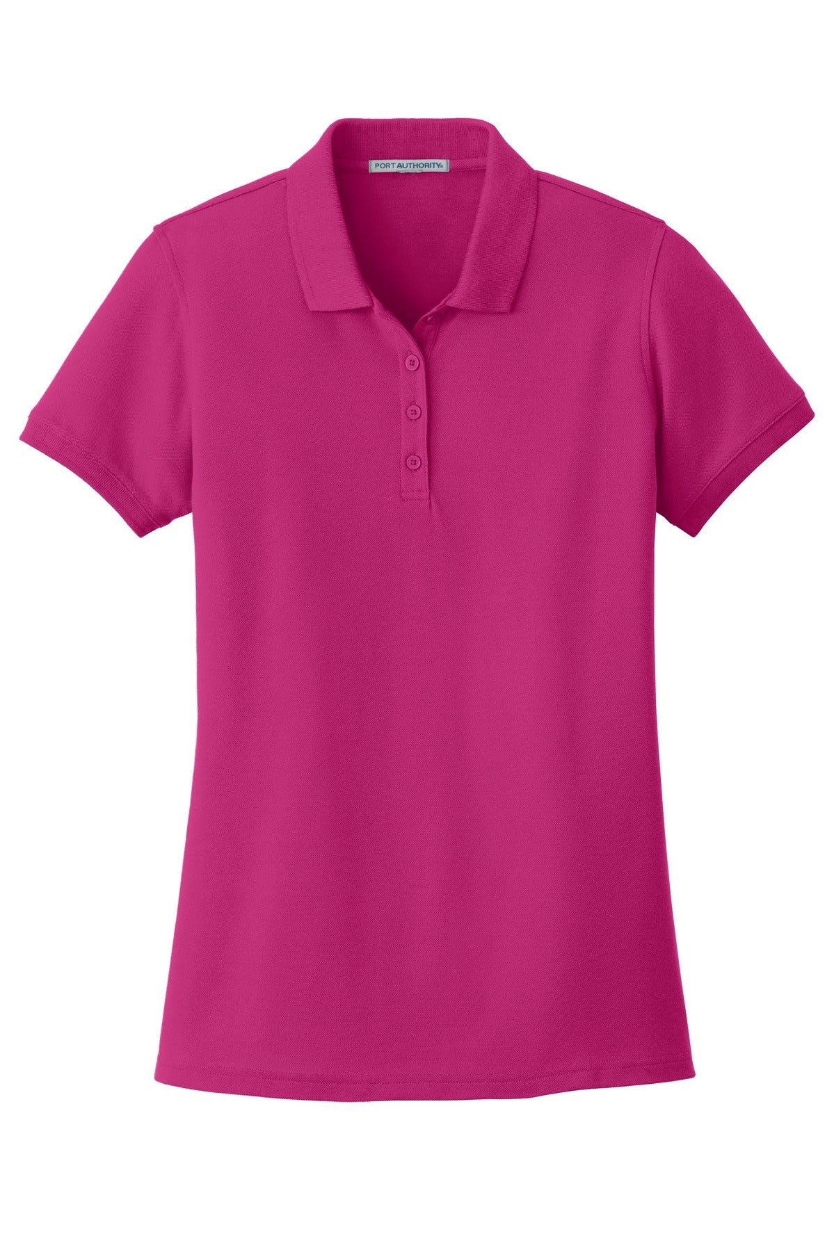 Front View of Pink Azalea Port Authority Women's Core Classic Pique Polo. L100