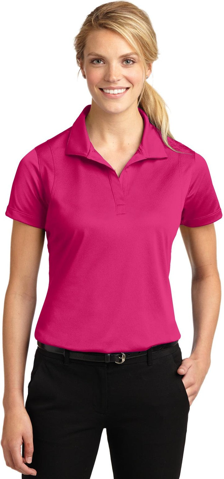 Front View of Pink Raspberry Sport-Tek Women's Micropique Sport-Wick Polo. LST650