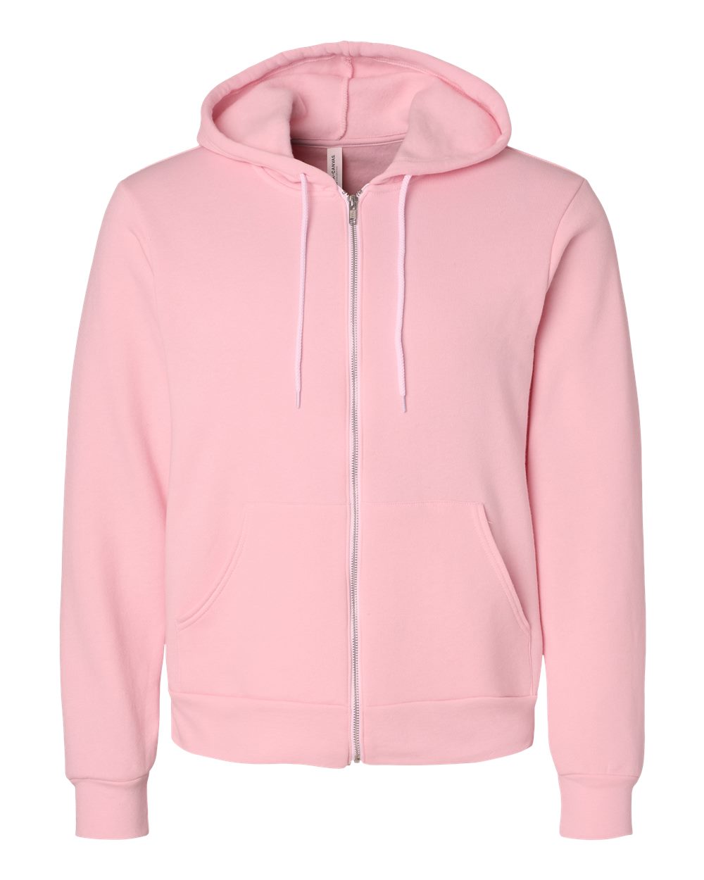 Front View of Pink Sponge Fleece Full-Zip Hoodie - 3739