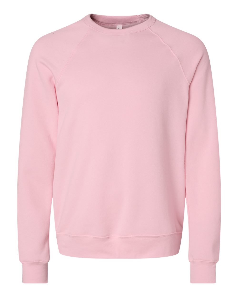 Front View of Pink Sponge Fleece Raglan Crewneck Sweatshirt - 3901