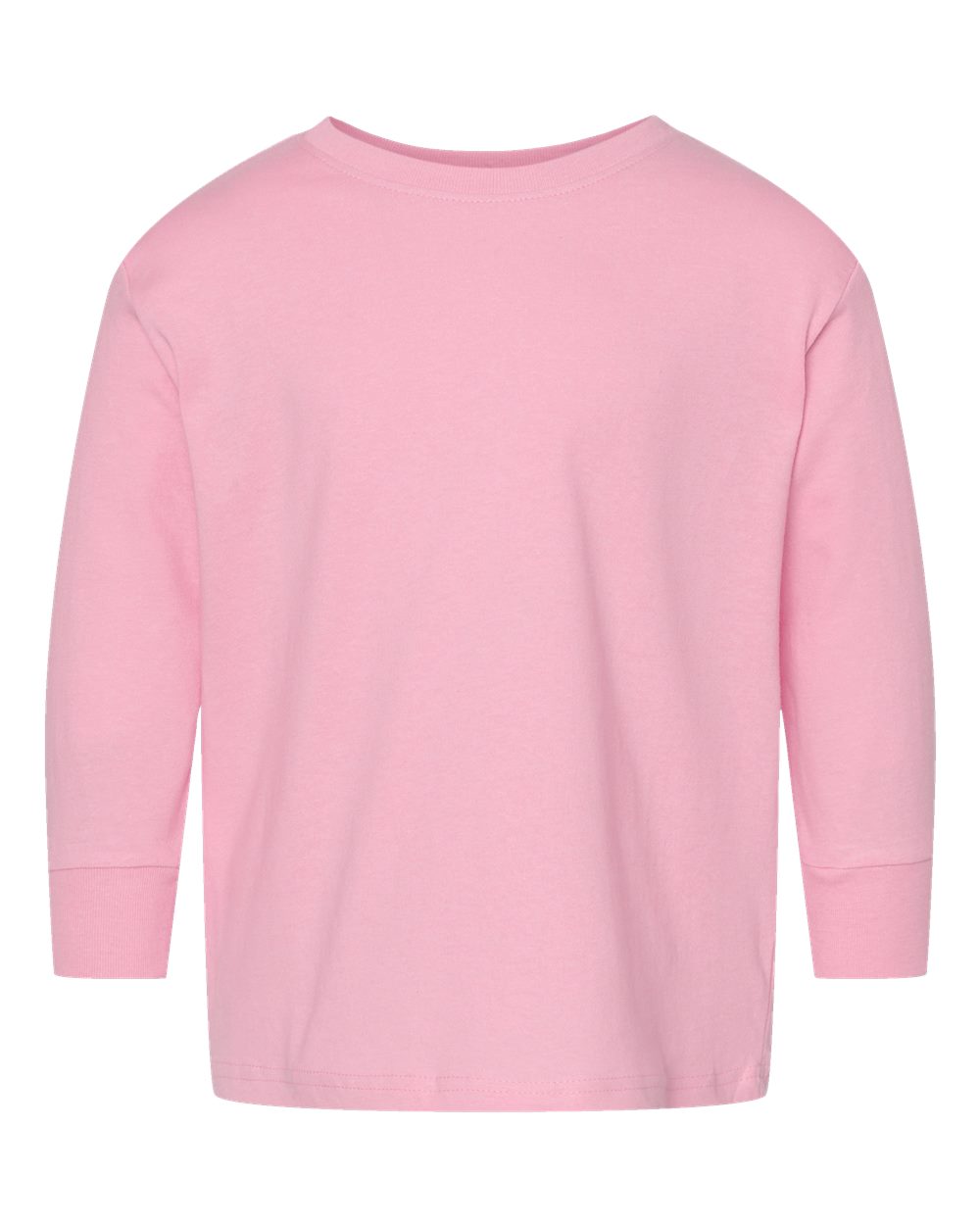 Front View of Pink Toddler Fine Jersey Long Sleeve Tee - 3302