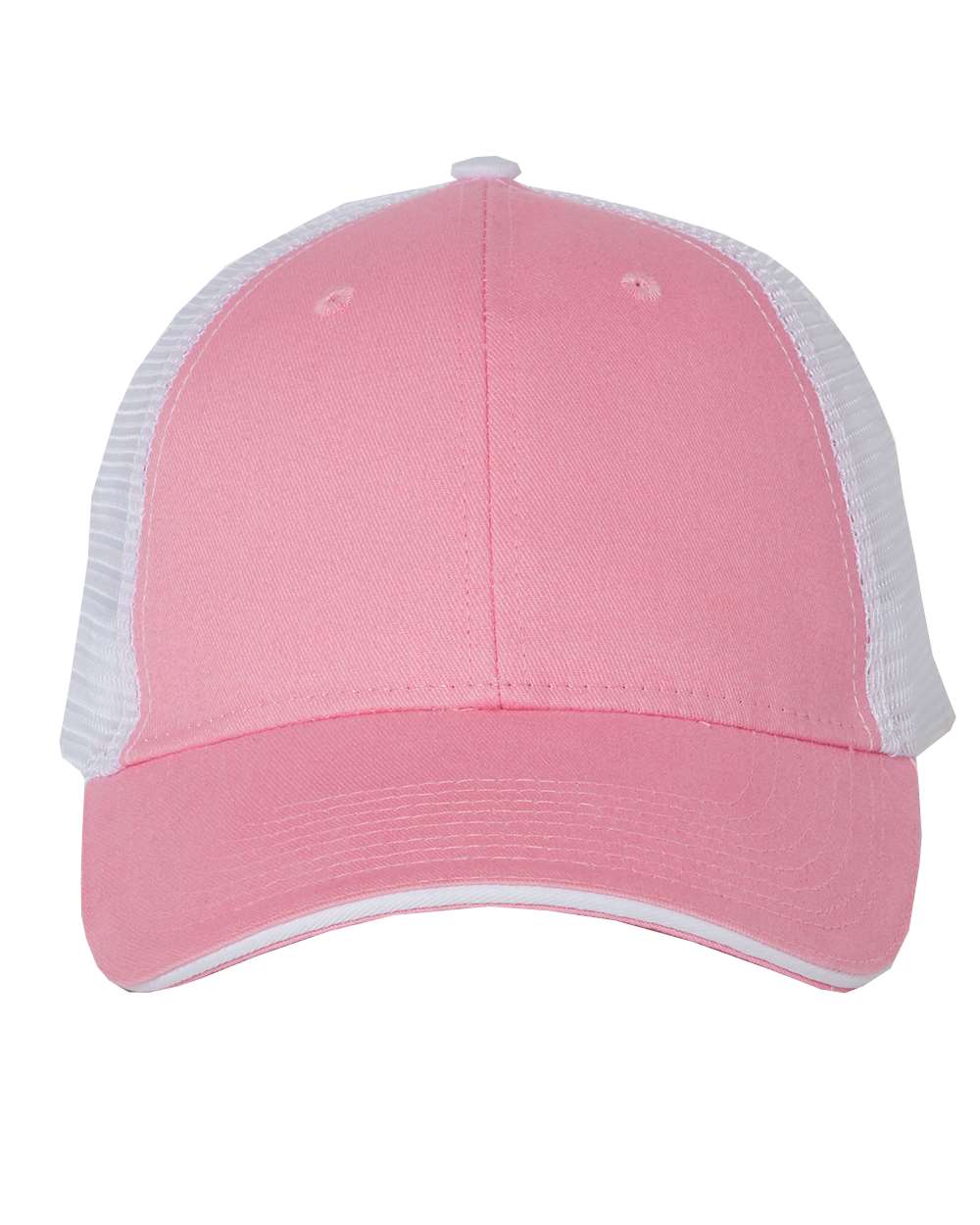 Front View of Pink/ White Sandwich Trucker Cap - S102