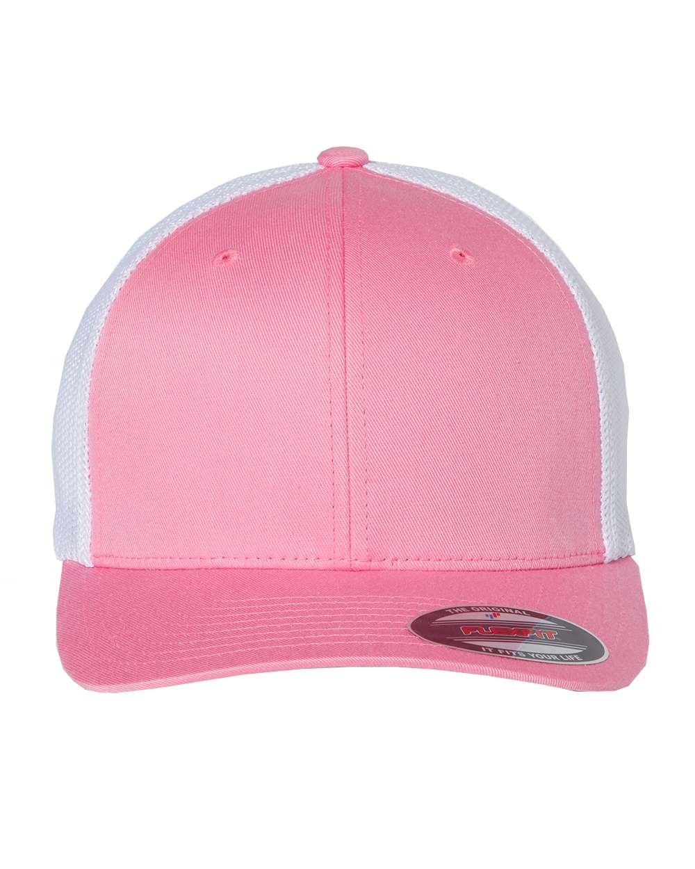 Front View of Pink/ White Trucker Cap - 6511