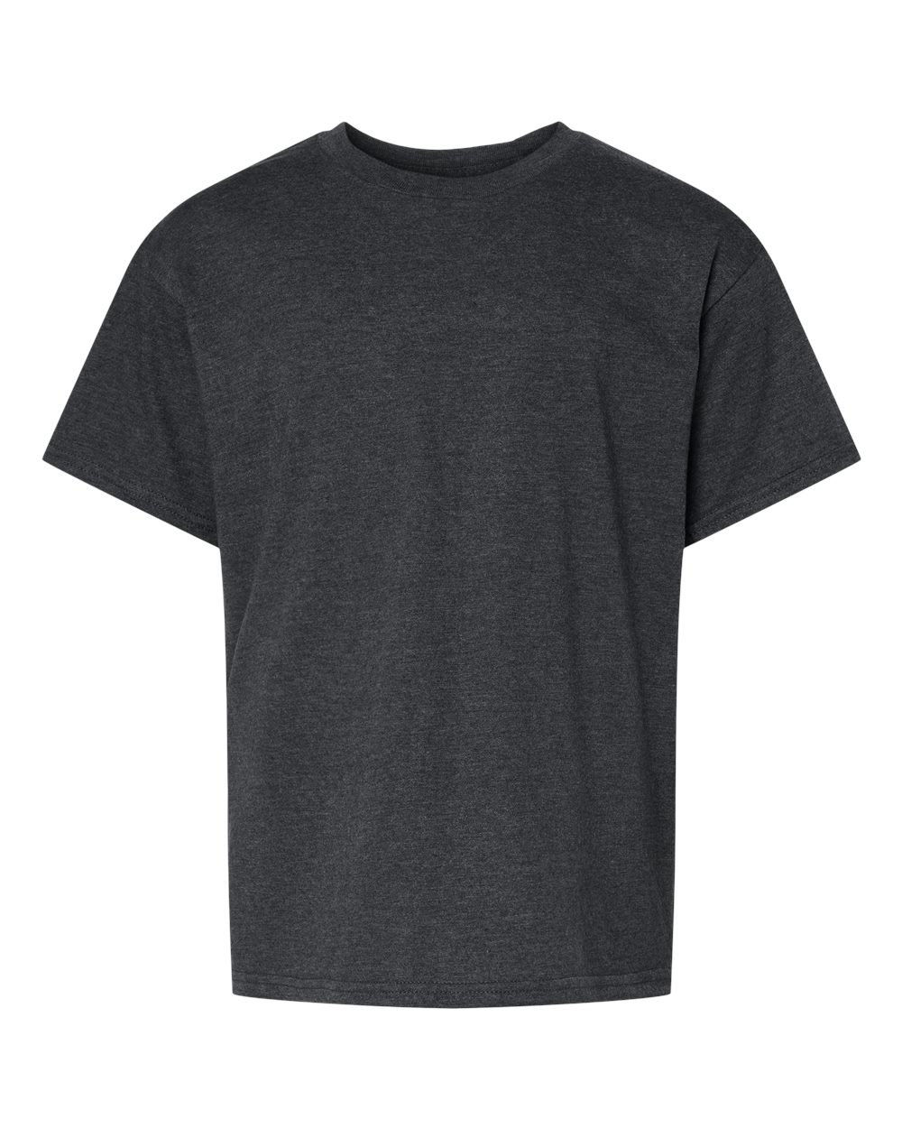 Front View of Pitch Black Mist Softstyle® Youth CVC T-Shirt - 64000BCVC